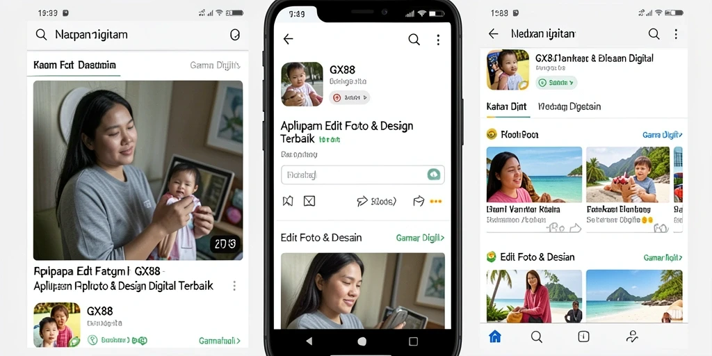 Tampilan antarmuka GX88 dengan berbagai fitur Gambar Digital yang menarik.