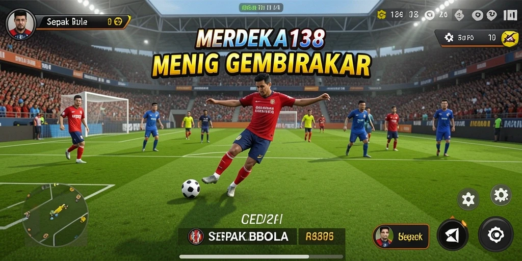 Tampilan antarmuka permainan Sepak Bola yang menarik dan interaktif.